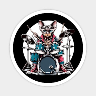 Devon Rex Cat Playing Drums Magnet